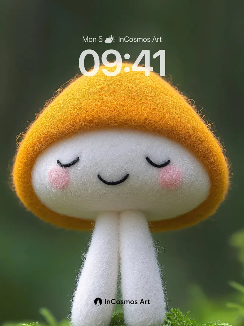 Serene Felt Mushroom Wallpaper with Mossy Embrace