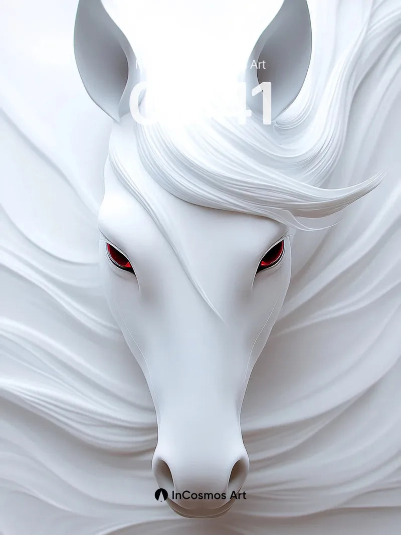 Serenity of Marble Horse Wallpaper with Crimson Eyes