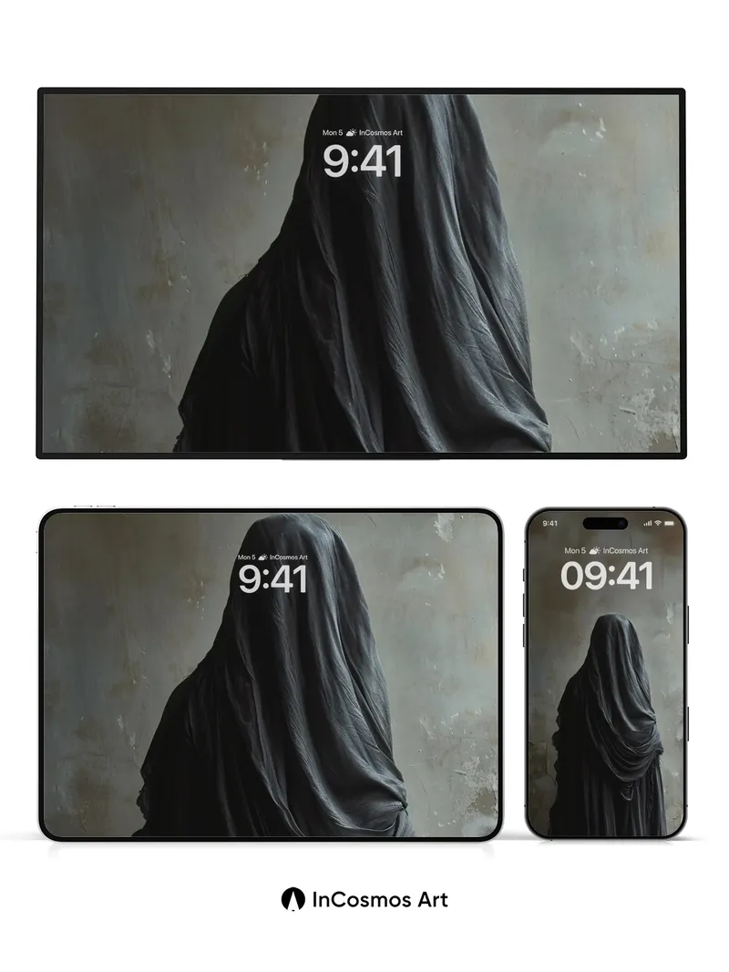 Silent Veil Wallpaper with Draped Shadows