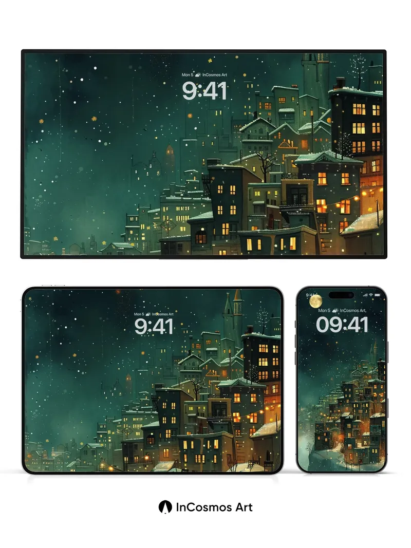 Moonlit Frost Wallpaper with Whispering Windows