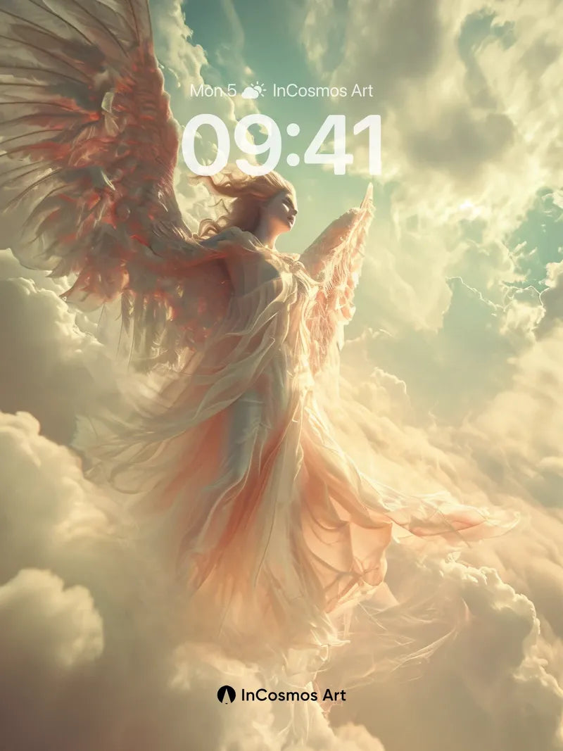 Celestial Drift Wallpaper with Ethereal Wings wallpaper for iPhone, iPad & Mac