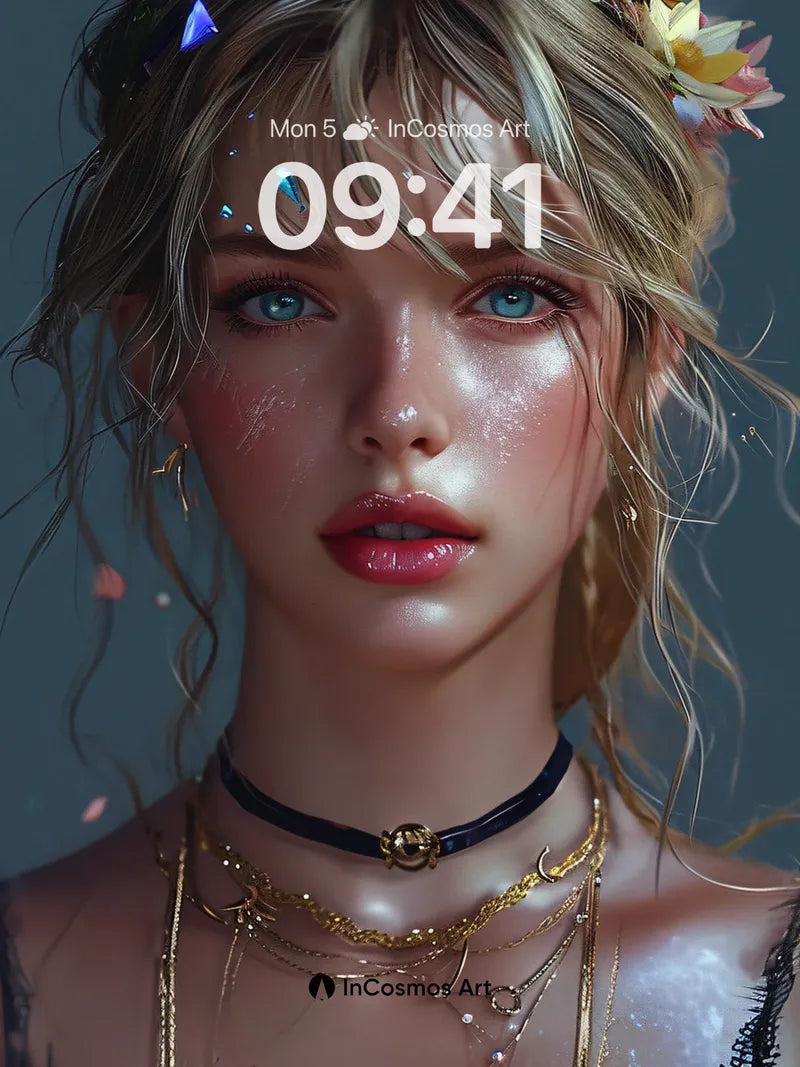 Luminous Gaze Wallpaper with Celestial Accents