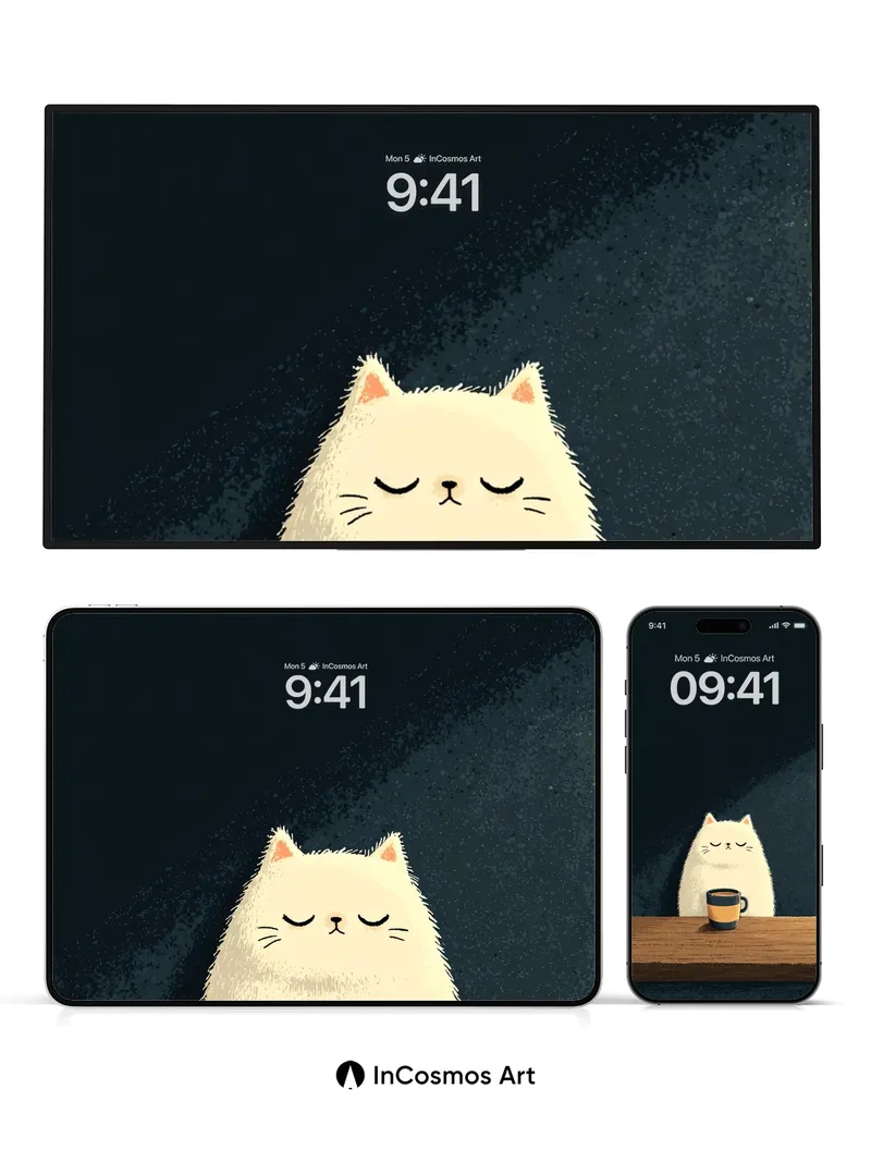 Serene Fluff Wallpaper with Coffee Glow