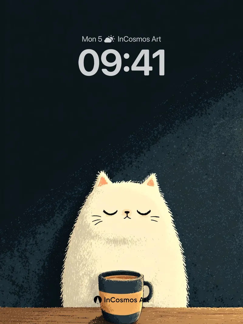 Serene Fluff Wallpaper with Coffee Glow