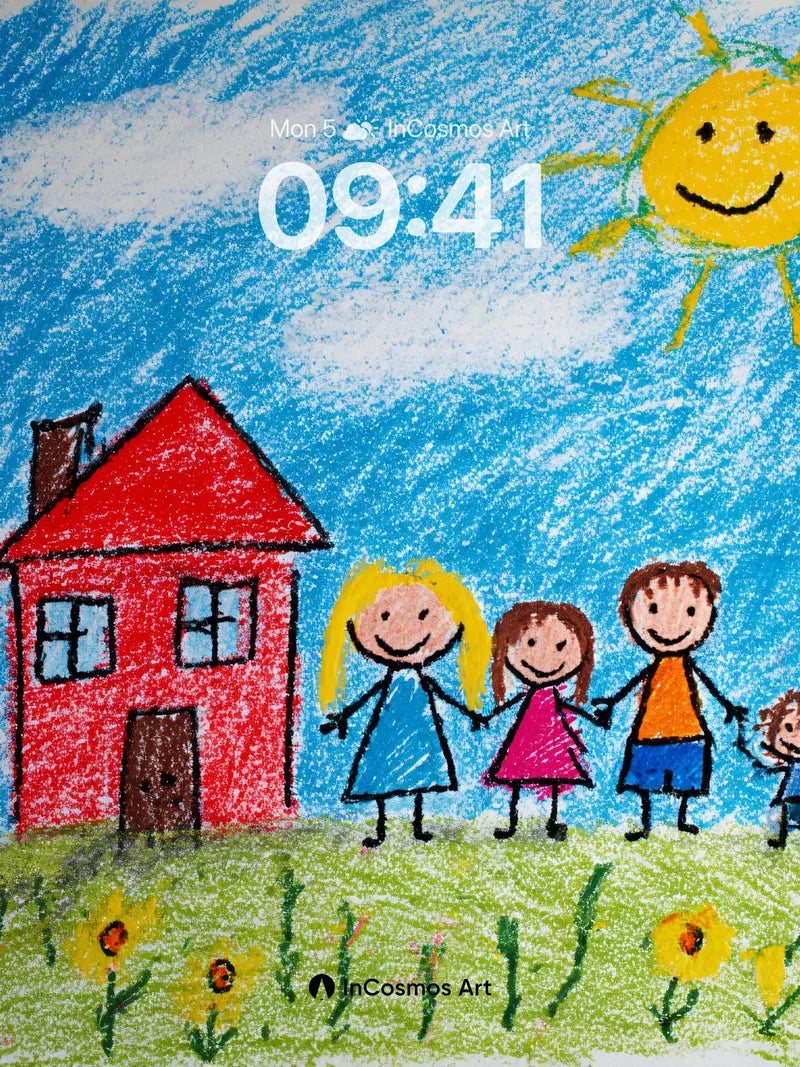Sunlit Smile Wallpaper with Crayon Whimsy wallpaper for iPhone, iPad & Mac