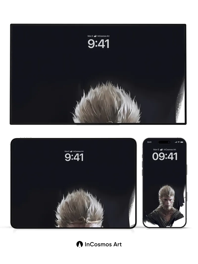 Stone-Faced Monkey Wallpaper with Golden Crown