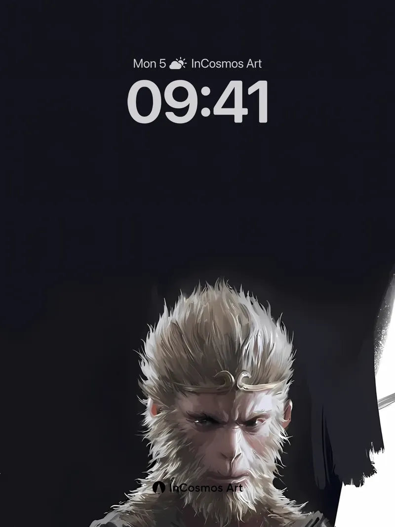 Stone-Faced Monkey Wallpaper with Golden Crown