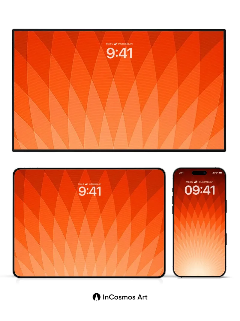 Radiant Geometry Wallpaper with Sunburst Core