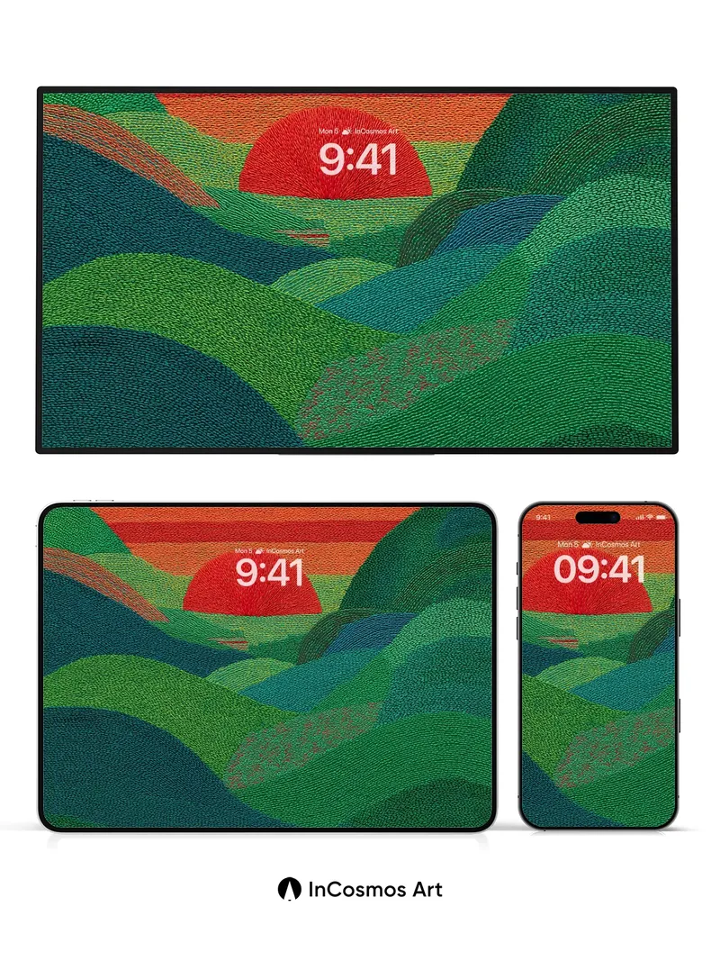 Ember Valley Wallpaper with Stitched Light