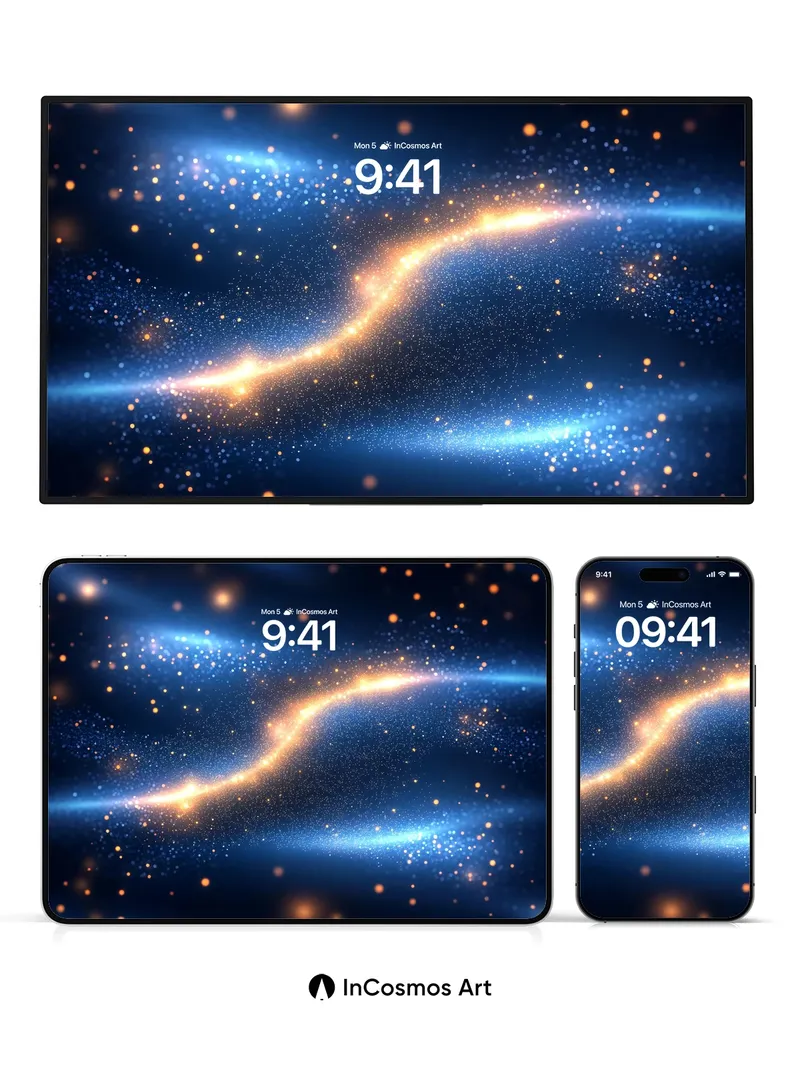 Stellar Veil Wallpaper with Golden Trails