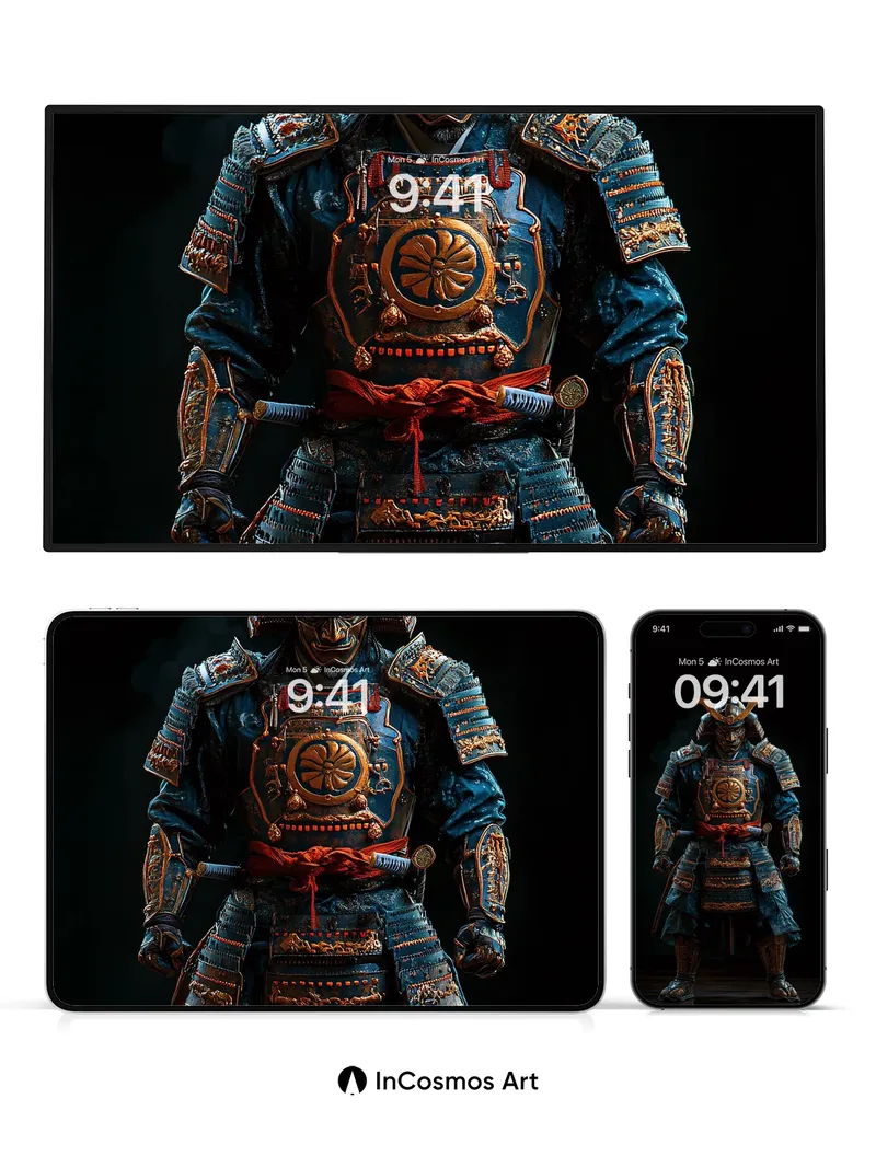 Shadowed Steel Wallpaper with Samurai Grace