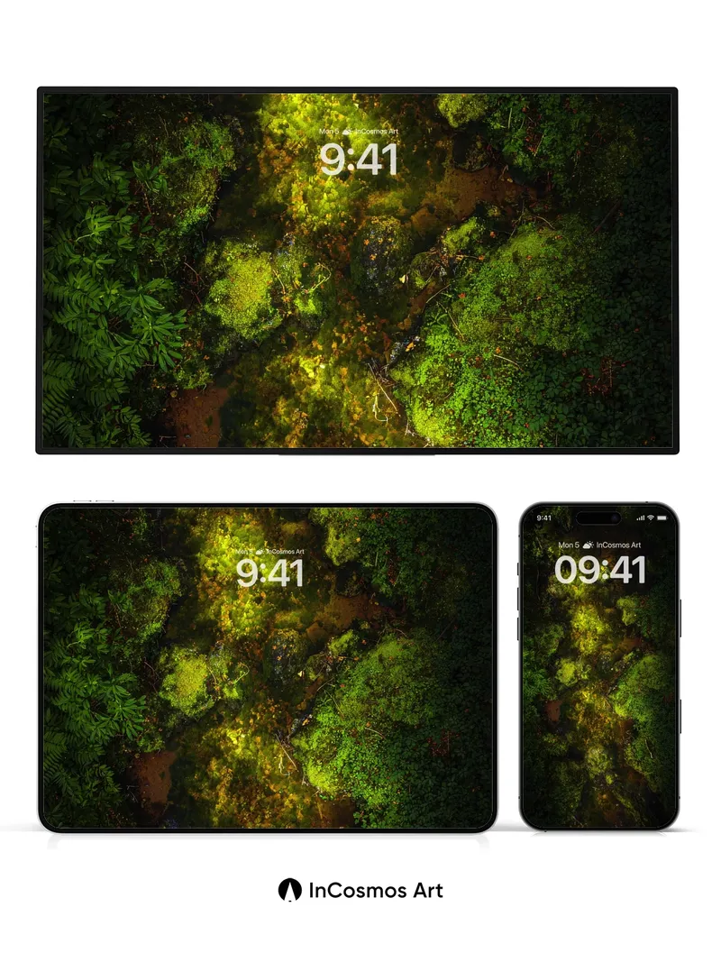 Luminous Moss Wallpaper with Forest Pulse