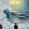 Cosmic Tide Wallpaper with Pointillist Sun wallpaper for iPhone, iPad & Mac