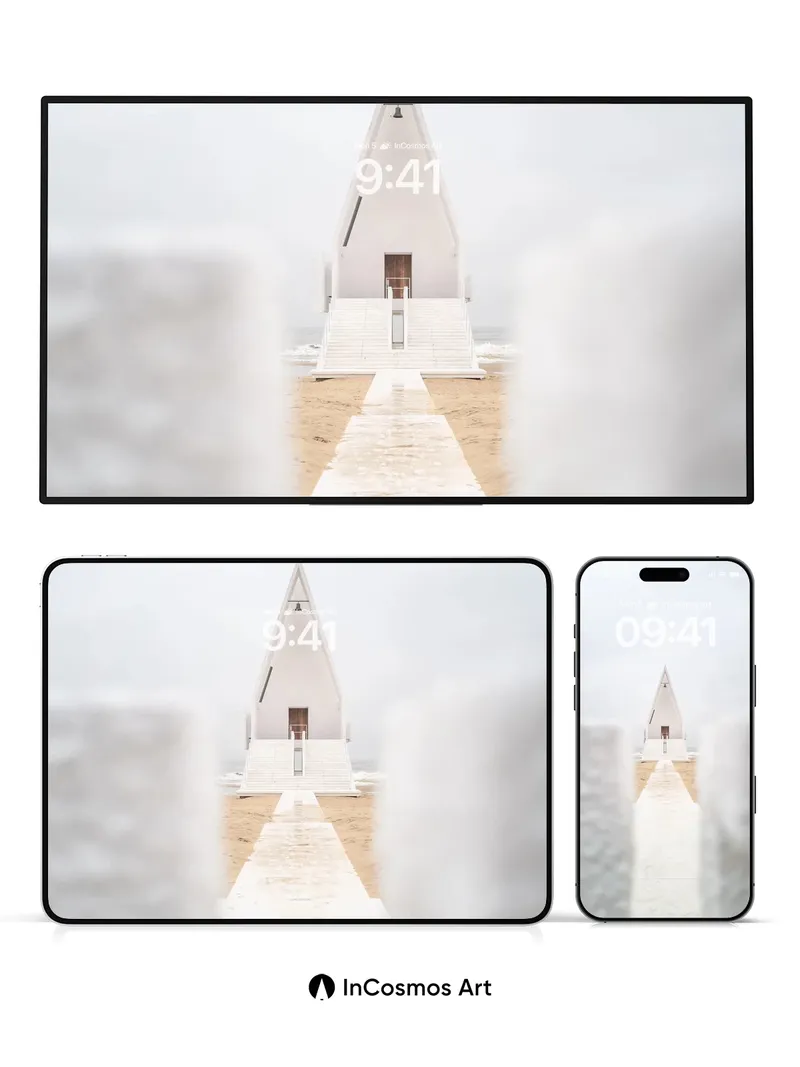 Serenity Pathway Wallpaper with Architectural Silence