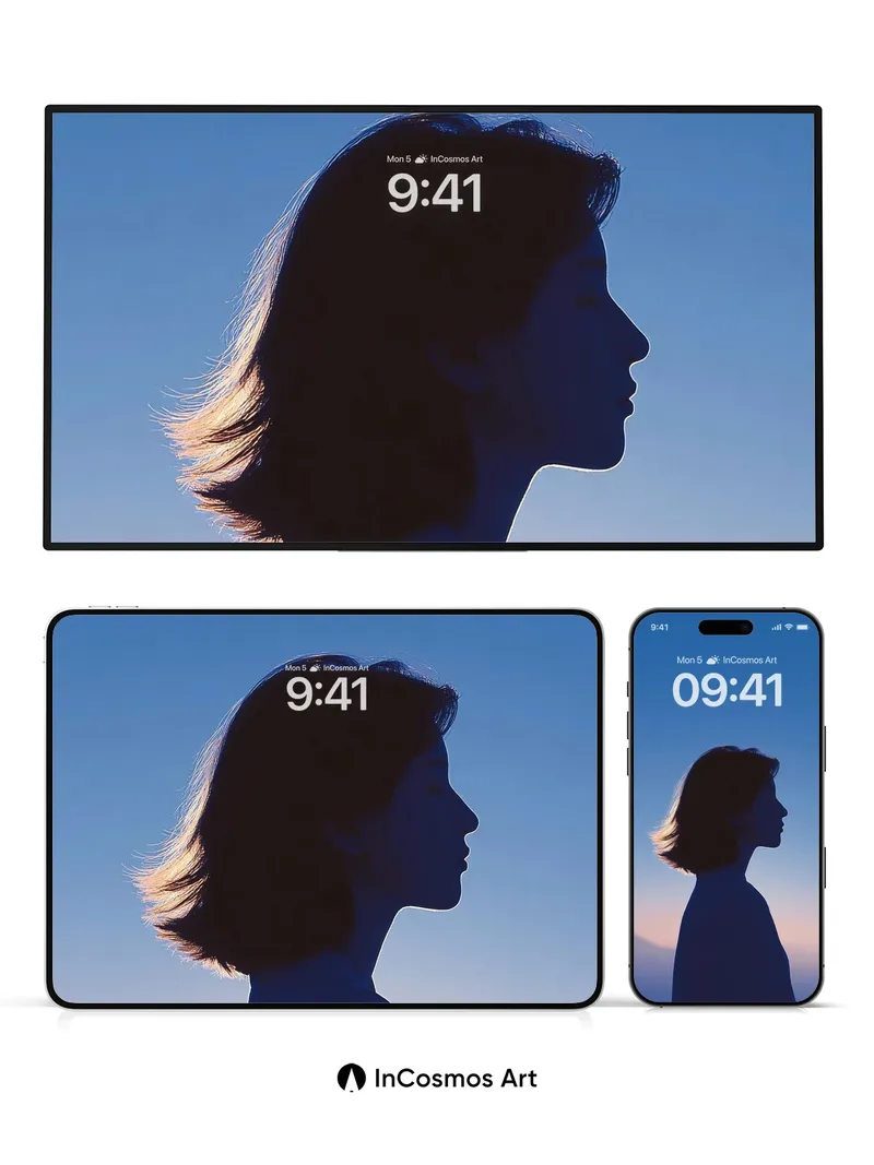 Silhouetted Solitude Wallpaper with Horizon Hush