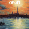 Golden Hush Wallpaper with Cathedral Silhouettes wallpaper for iPhone, iPad & Mac