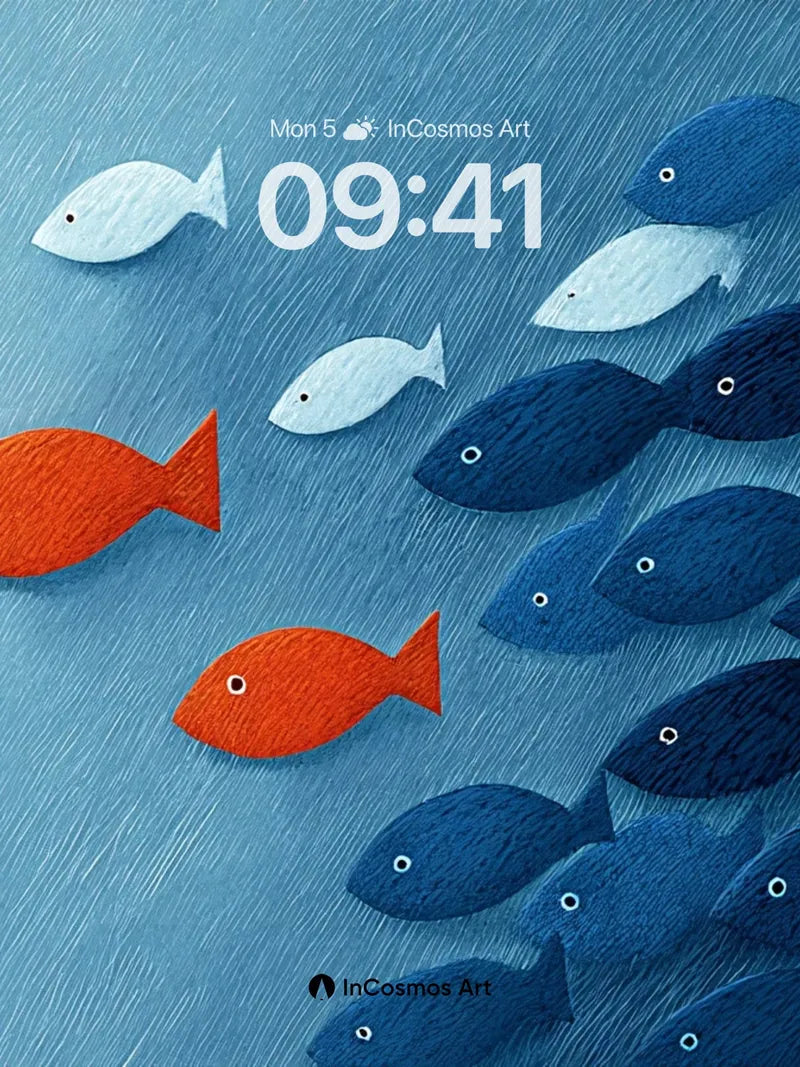 Coral Pulse Wallpaper with Divergent Flock wallpaper for iPhone, iPad & Mac