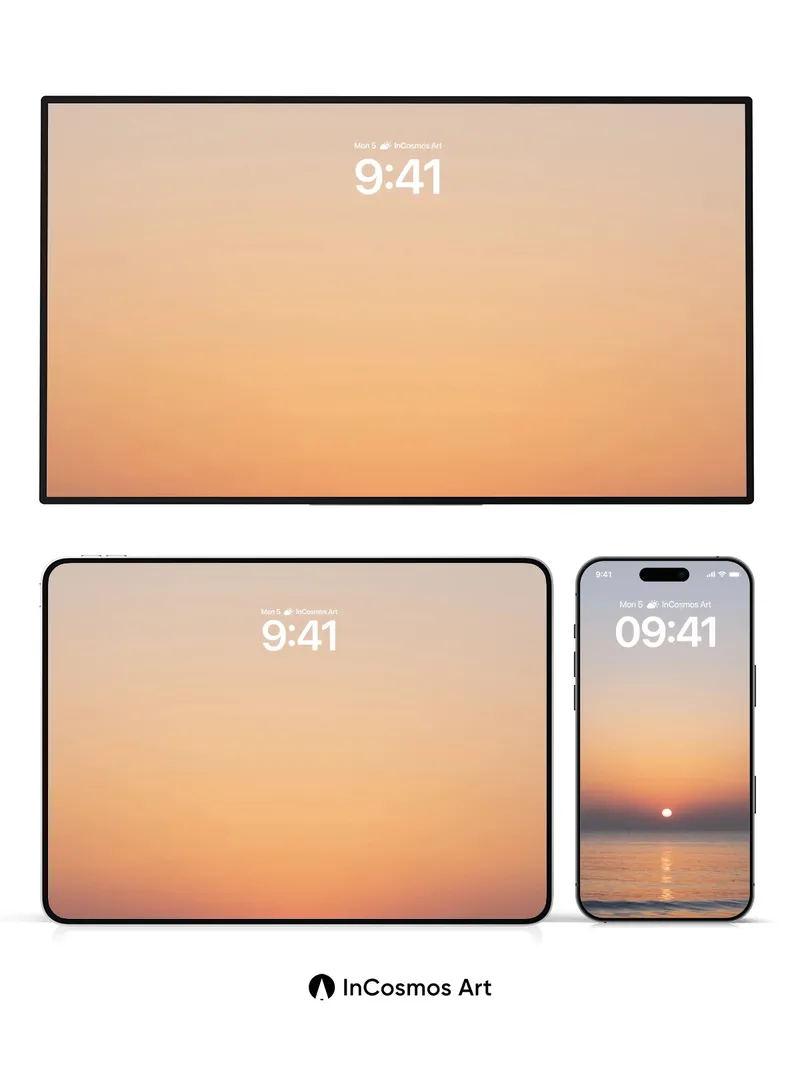 Serene Horizon Wallpaper with Golden Sunbeam