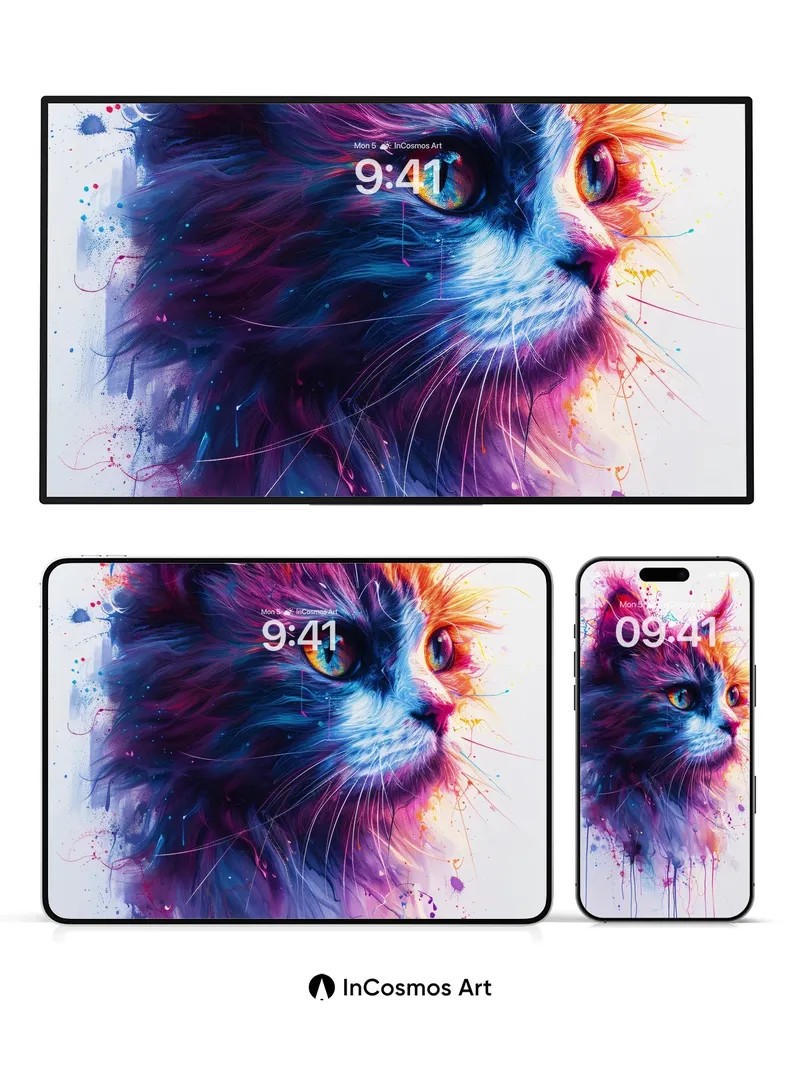 Electric Fur Wallpaper with Cosmic Whiskers