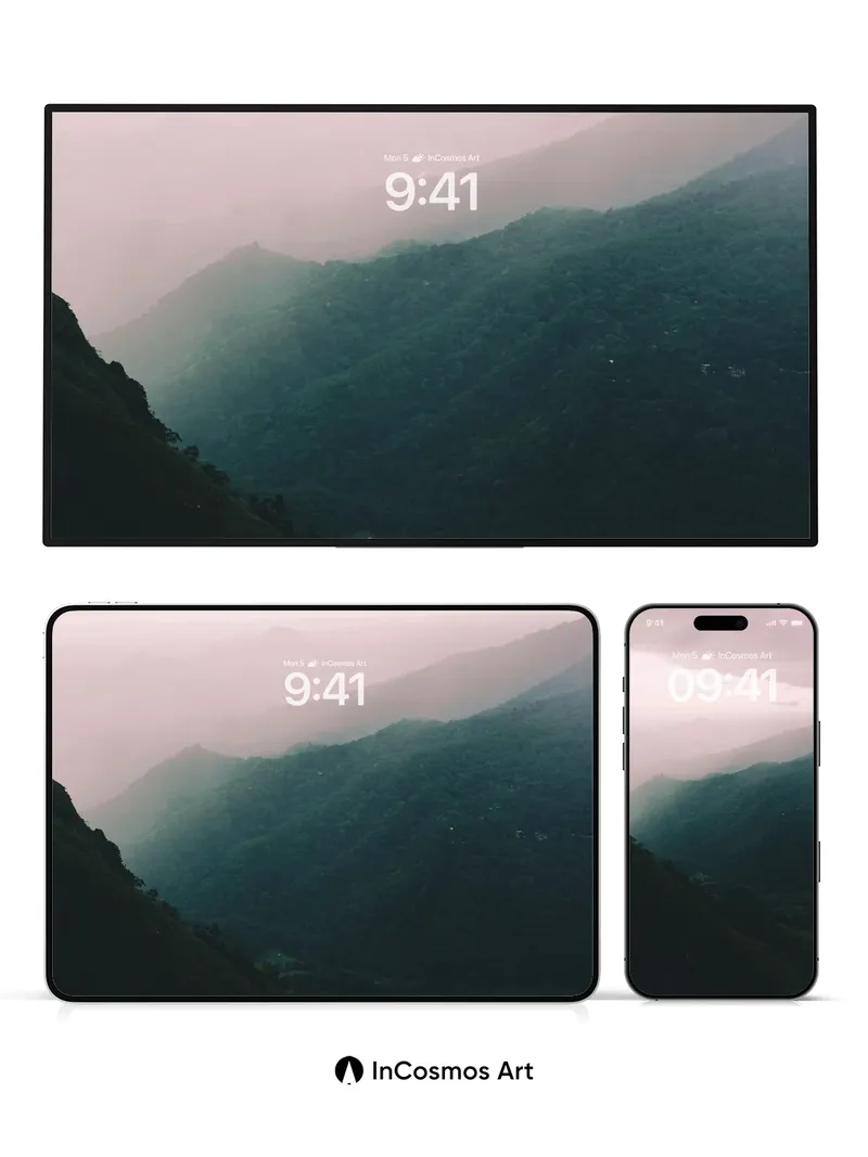 Mist-Cradled Peaks Wallpaper with Ethereal Light