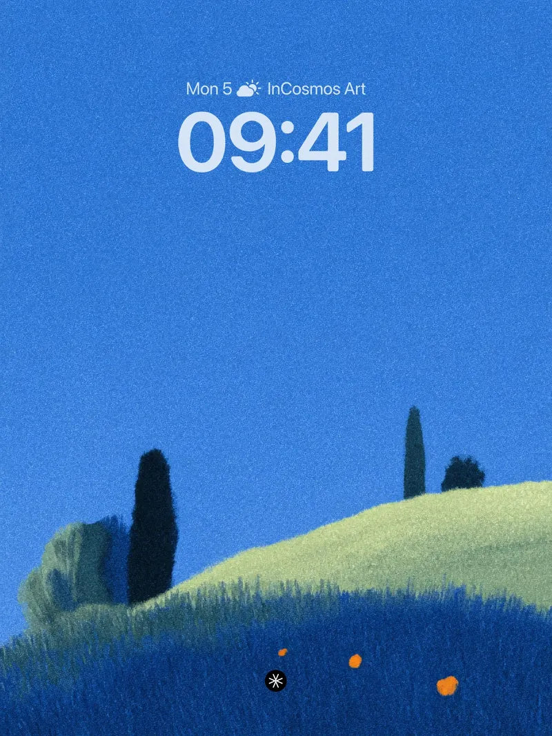Serene Hillside Night Sky Wallpaper wallpaper for iPhone, iPad & Mac