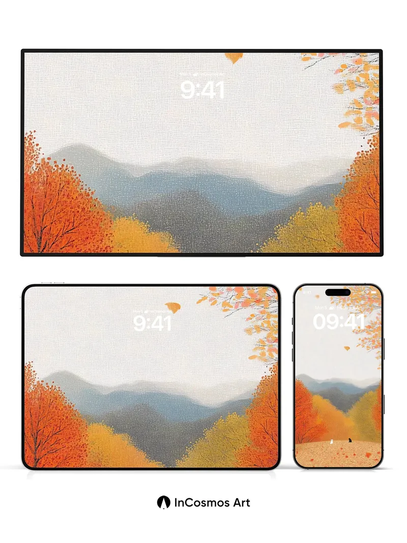 Autumn Hush Wallpaper with Furry Companions