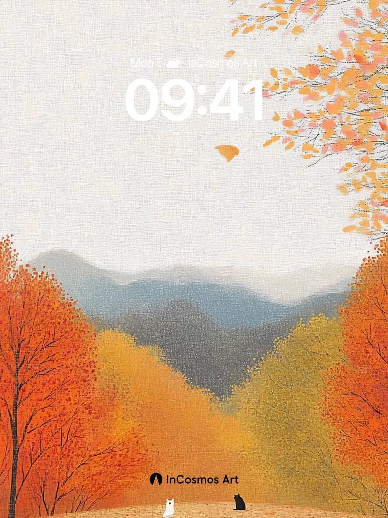 Autumn Hush Wallpaper with Furry Companions