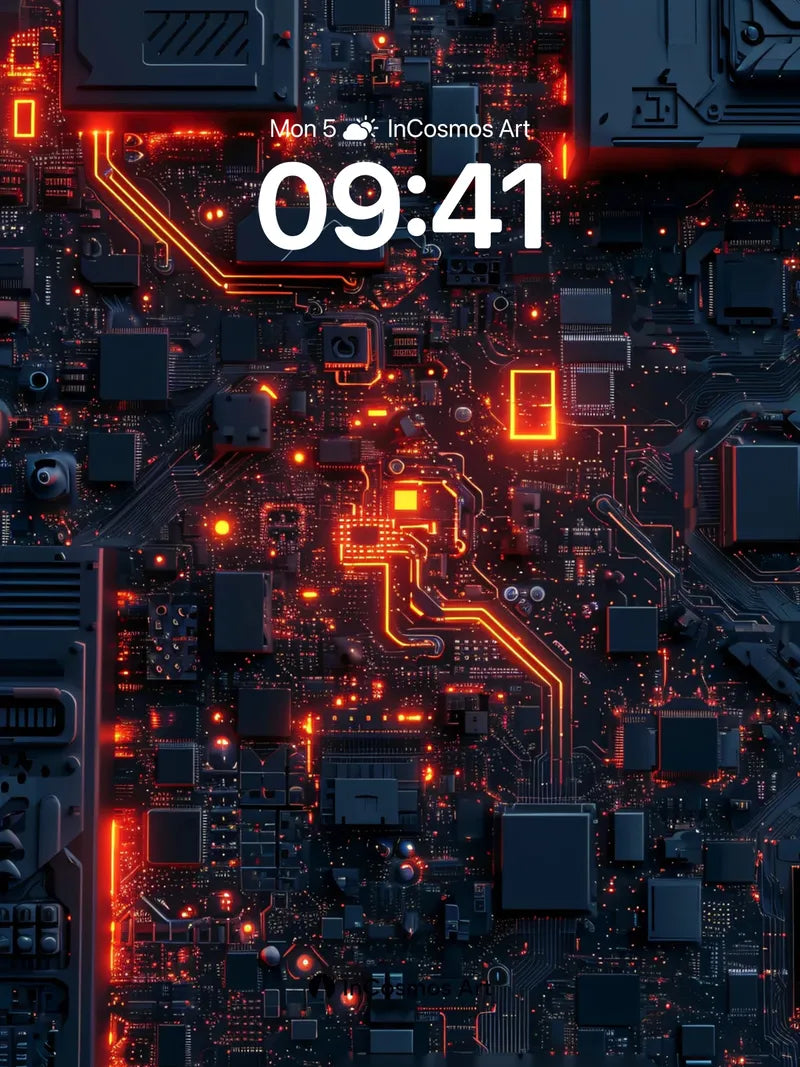 Neon Circuitry Wallpaper with Pulse Light