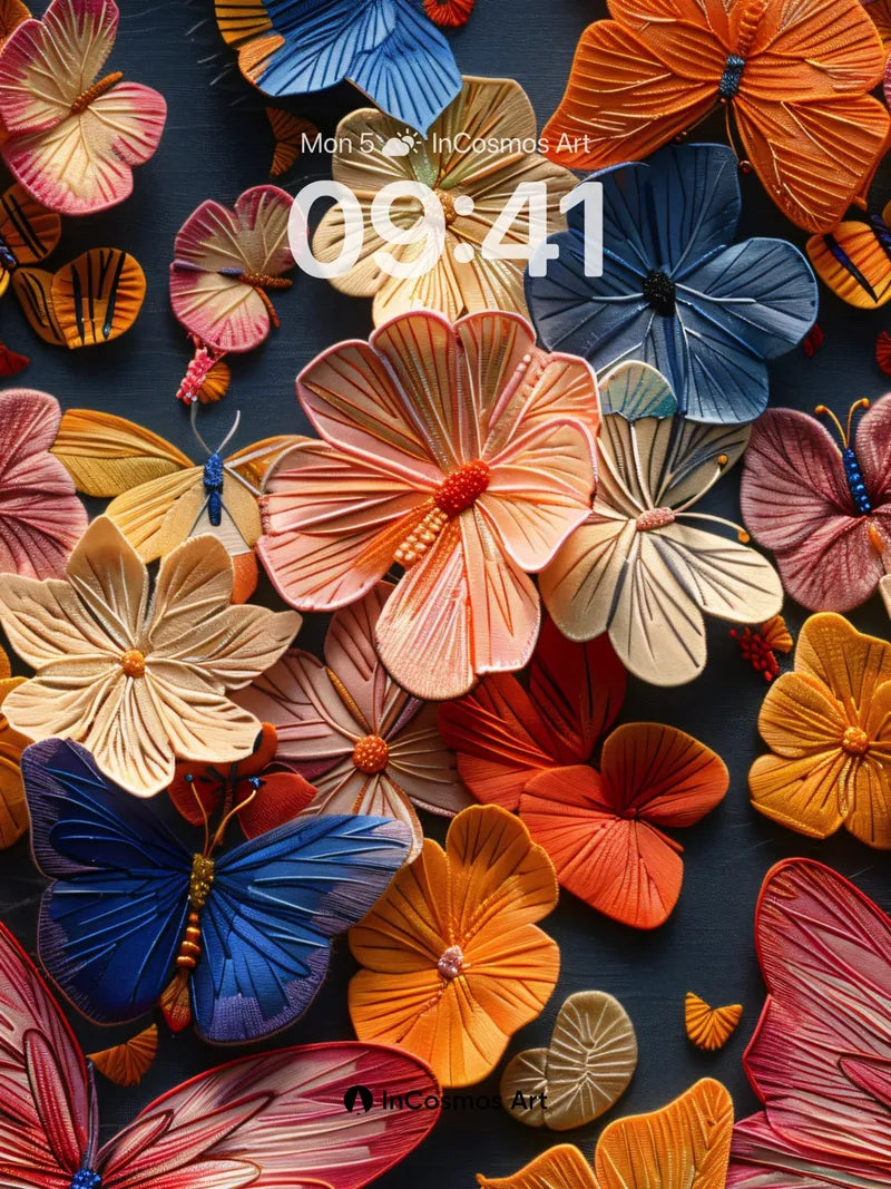 Luminous Origami Wallpaper with Living Petals wallpaper for iPhone, iPad & Mac