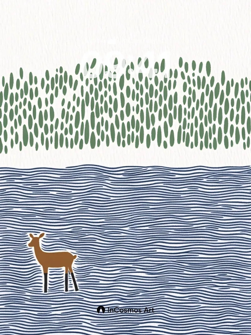 Serenity Deer Wallpaper with Wavy Terrain