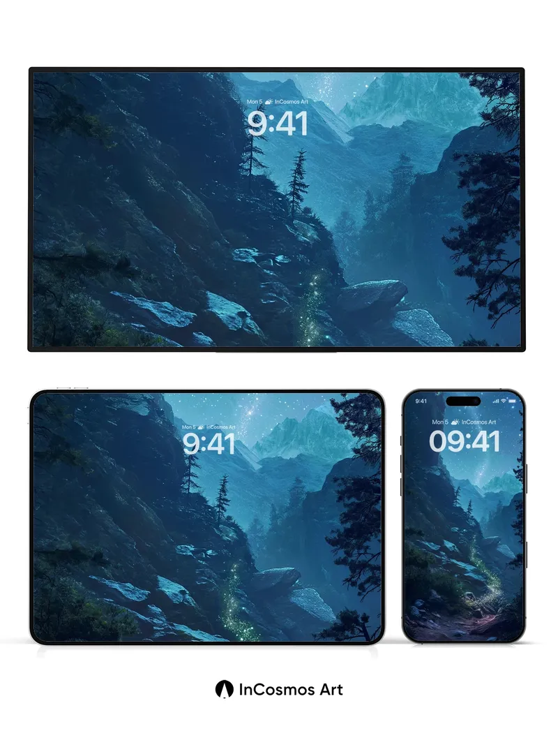 Stellar Path Wallpaper with Glowing Trail