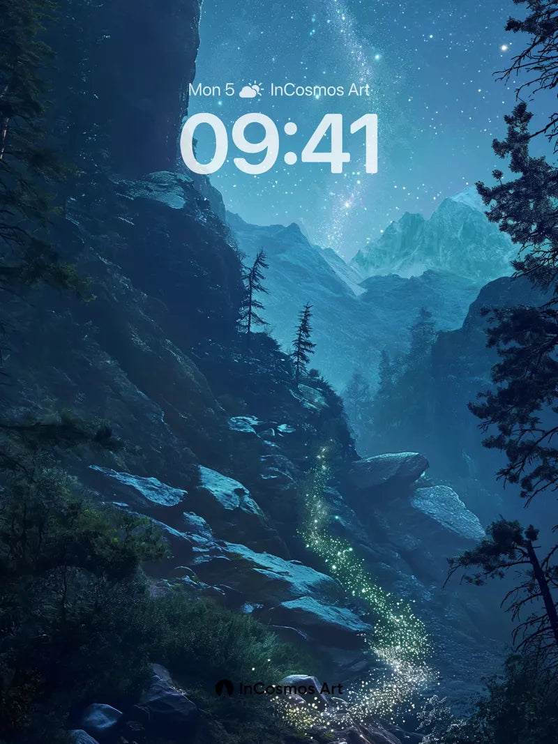 Stellar Path Wallpaper with Glowing Trail