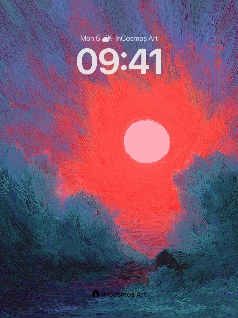 Crimson Eclipse Wallpaper with Whispering Trees