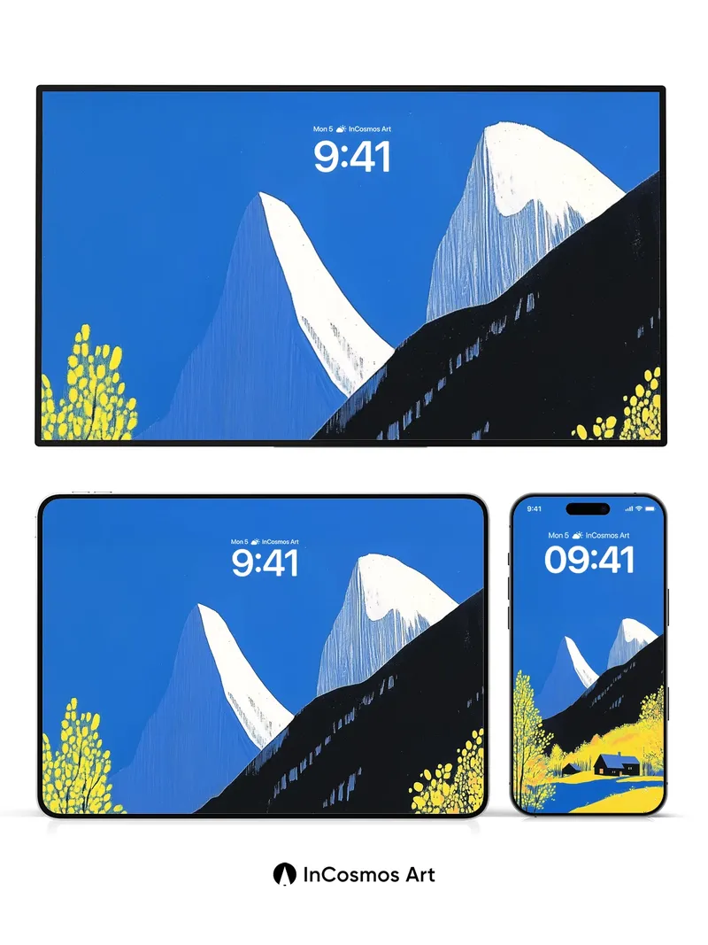 Crisp Alpine Silence Wallpaper with Golden Canopy