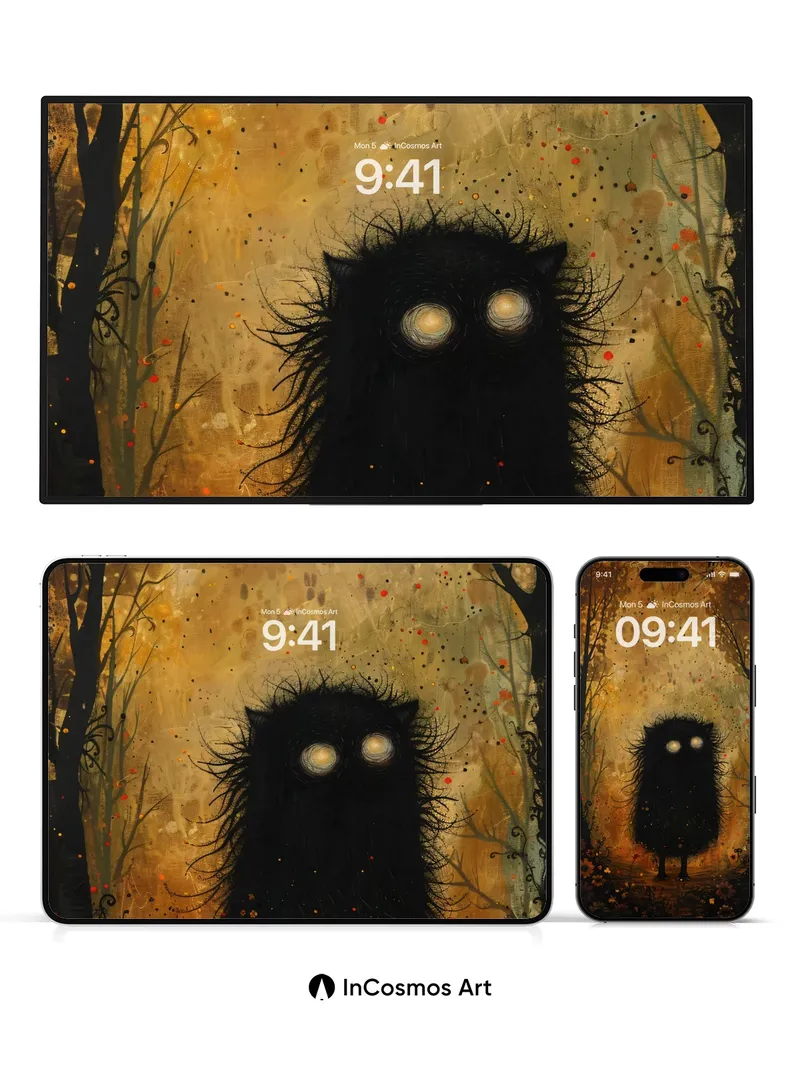 Whispering Shadow Wallpaper with Glowing Eyes