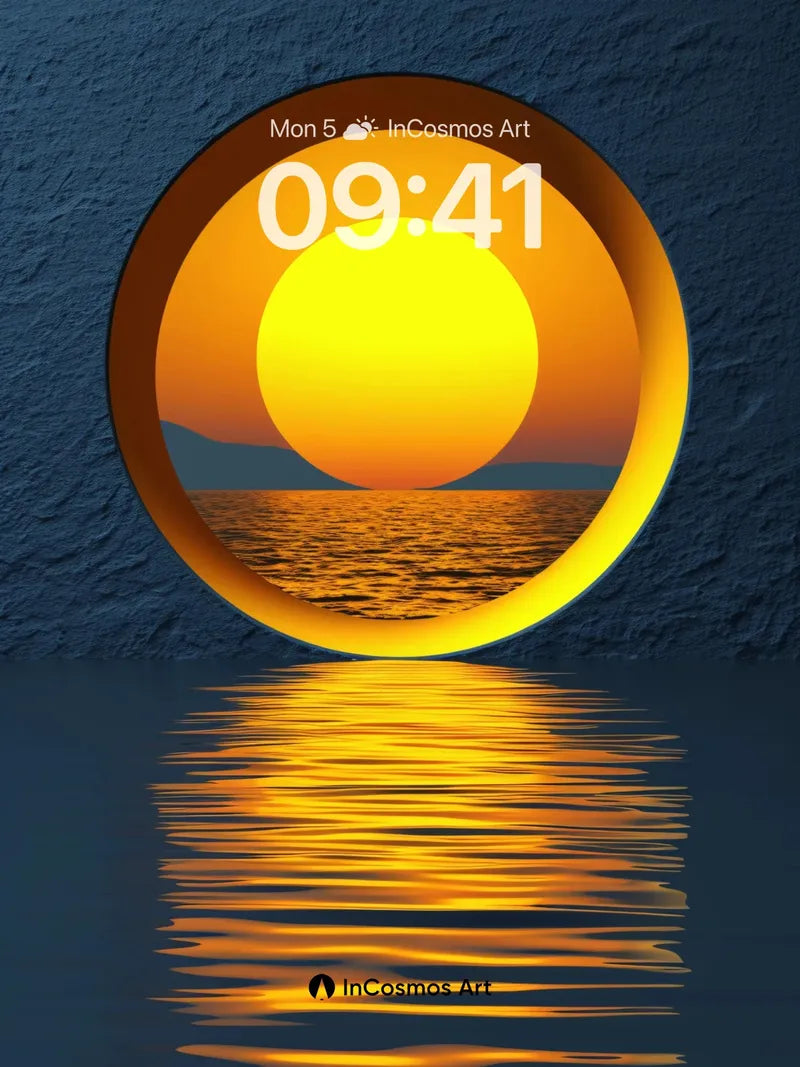 Golden Horizon Wallpaper with Circular Portal