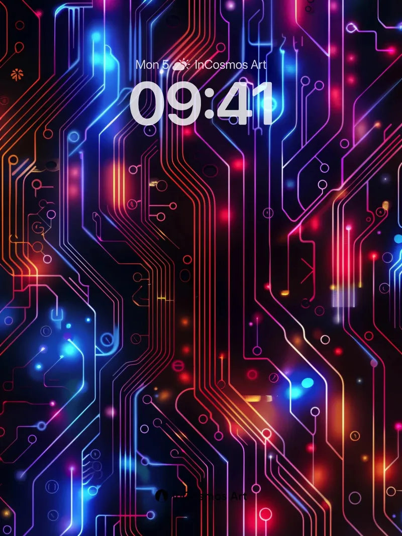 Neon Circuitry Wallpaper with Electric Pulse