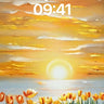 Golden Hour Tulip Field Wallpaper with Sunlit Horizon wallpaper for iPhone, iPad & Mac