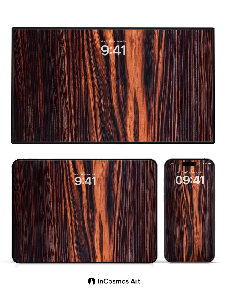 Burnt Ember Wood Wallpaper with Living Grain