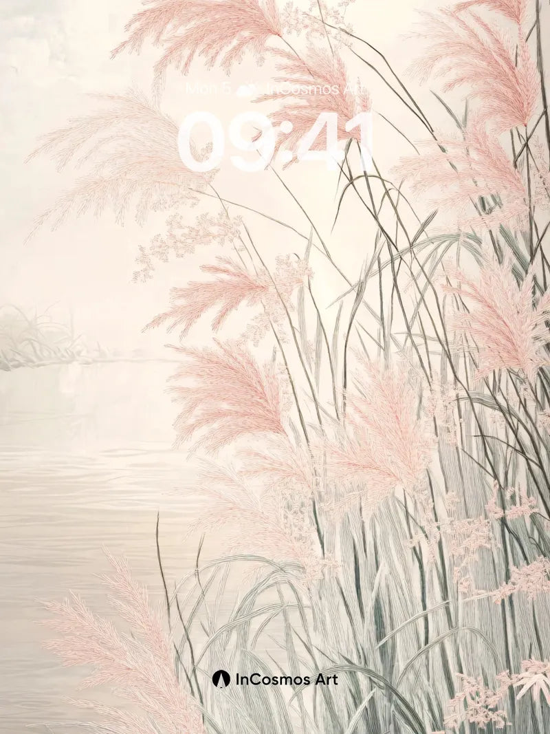 Serenity Reeds Wallpaper with Misty Glow