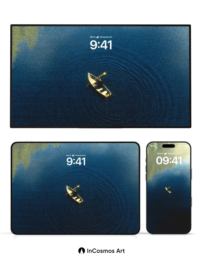 Serenity Drift Wallpaper with Forest Reflection