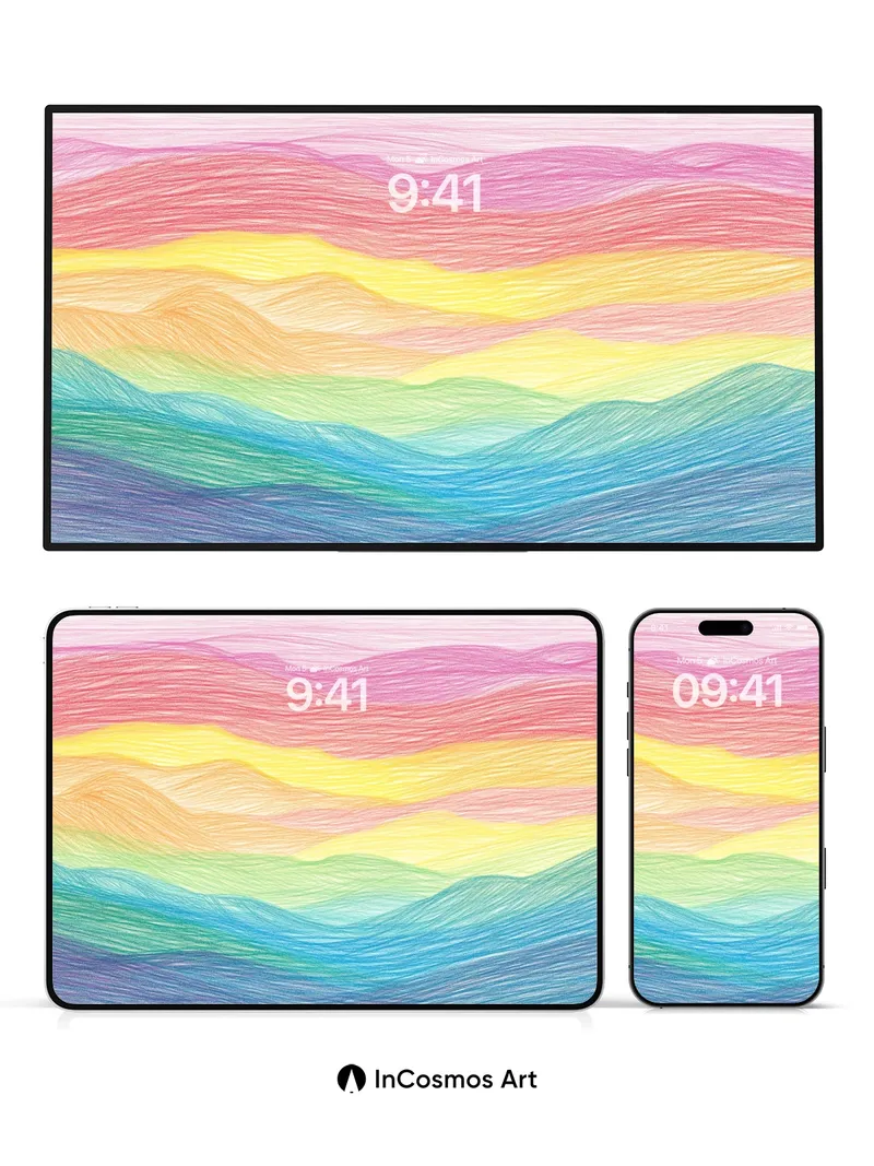 Spectral Horizon Wallpaper with Rainbow Strata