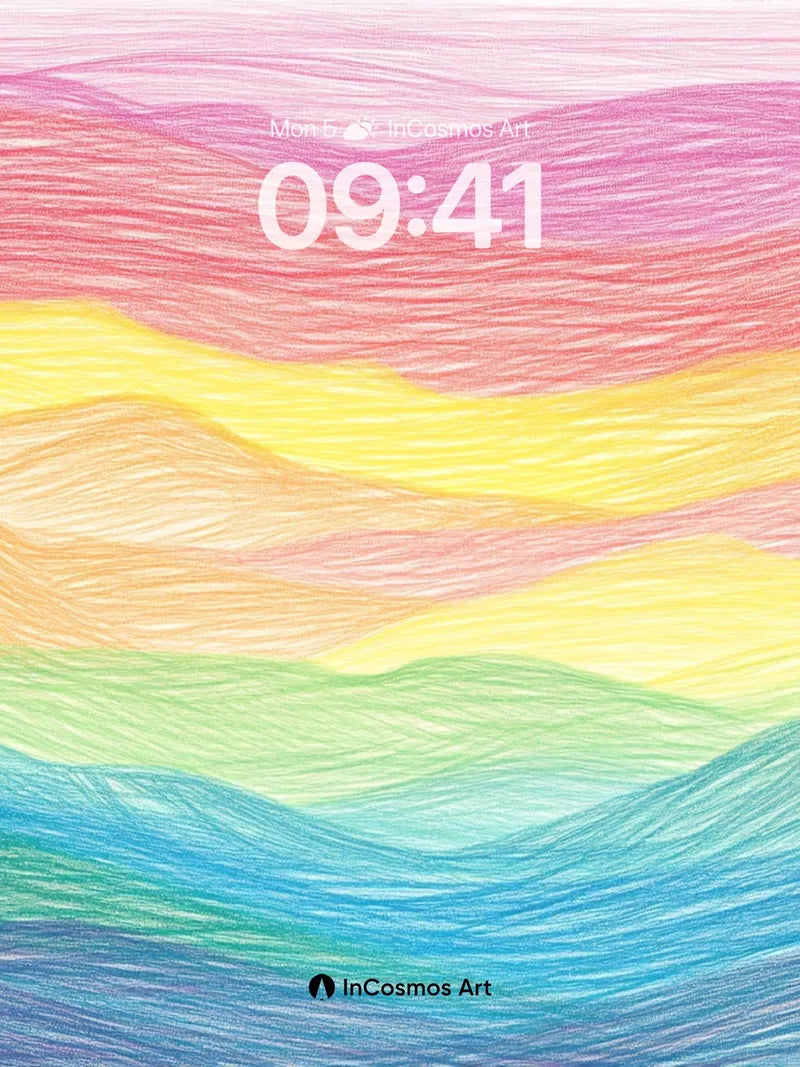 Spectral Horizon Wallpaper with Rainbow Strata