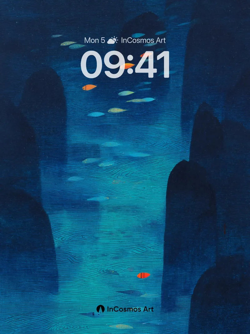 Serenity Abyss Wallpaper with Floating Orbs wallpaper for iPhone, iPad & Mac