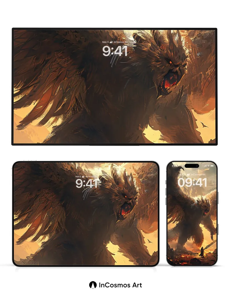 Fiery Apex Wallpaper with Winged Beast