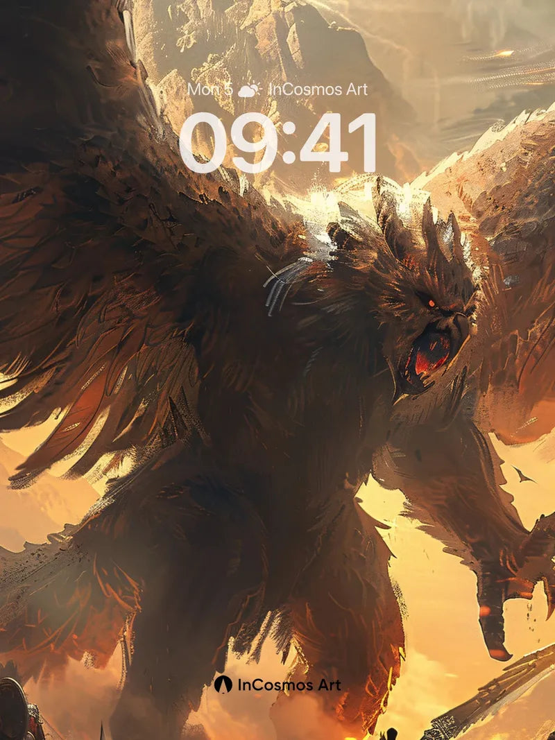 Fiery Apex Wallpaper with Winged Beast