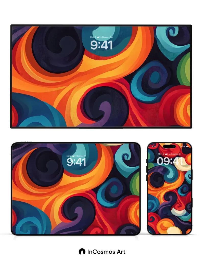 Swirling Chroma Wallpaper with Liquid Fire