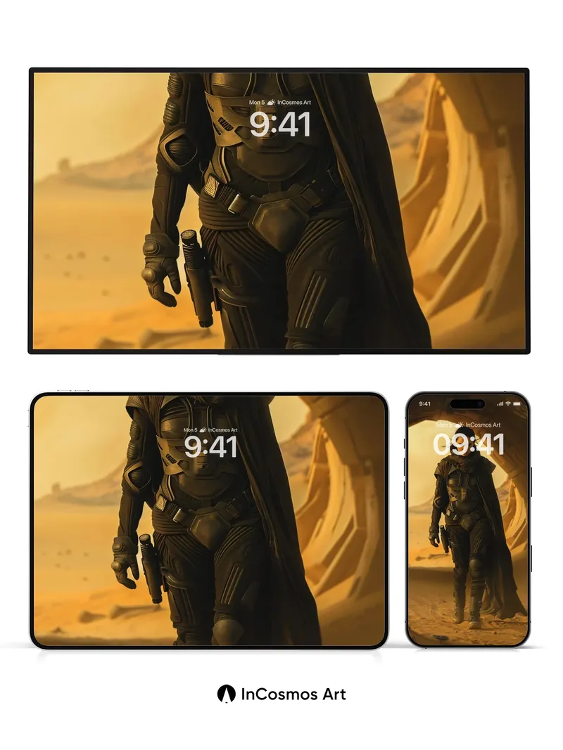 Desert Sentinel Wallpaper with Dust-Whispered Armor