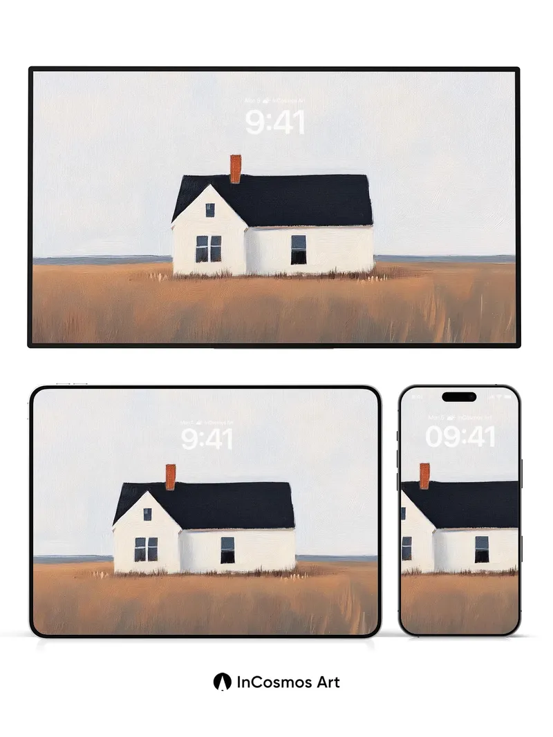 Stillness of Fields Wallpaper with Quiet House