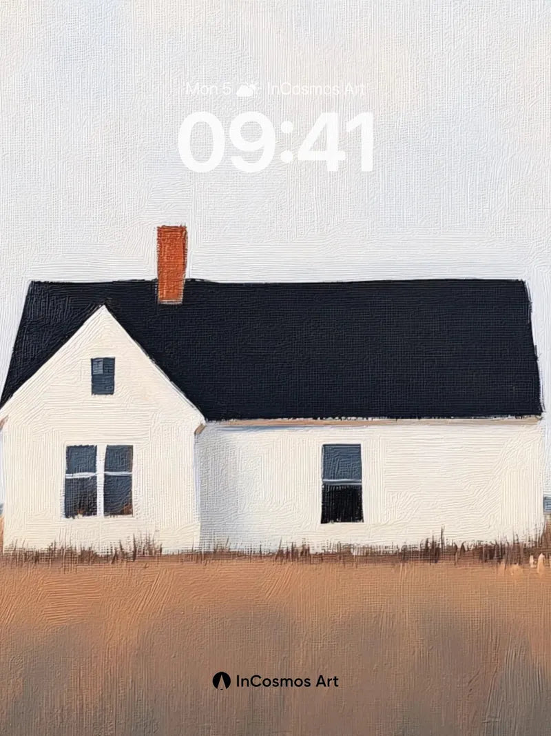 Stillness of Fields Wallpaper with Quiet House